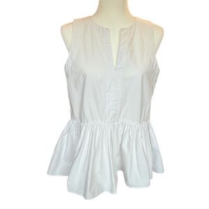 Tibi Crisp White Peplum Sleeveless Tank Shirt Top Size 4